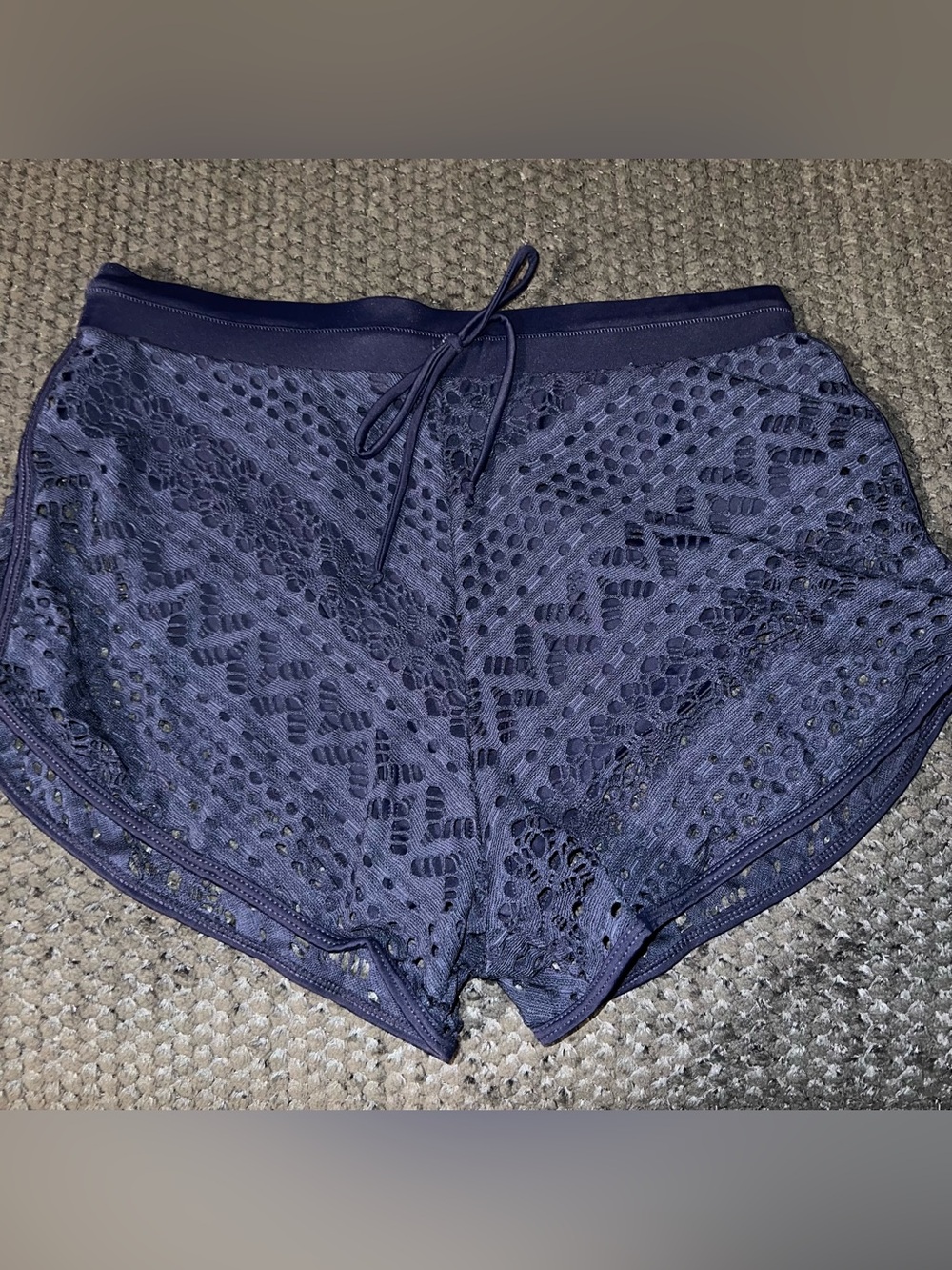 Lace Mesh swim Boyshorts - Navy